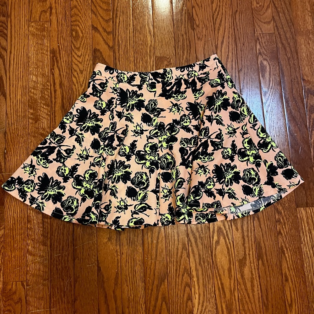 High waisted floral skater skirt